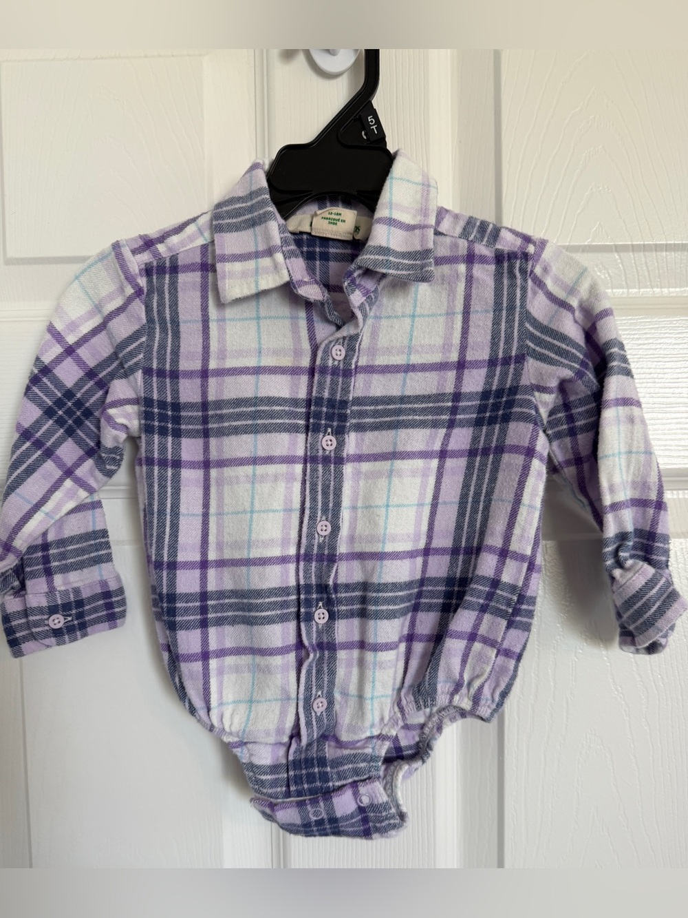 Bass Pro Shops Purple & Gray Plaid Button-Front Bodysuit